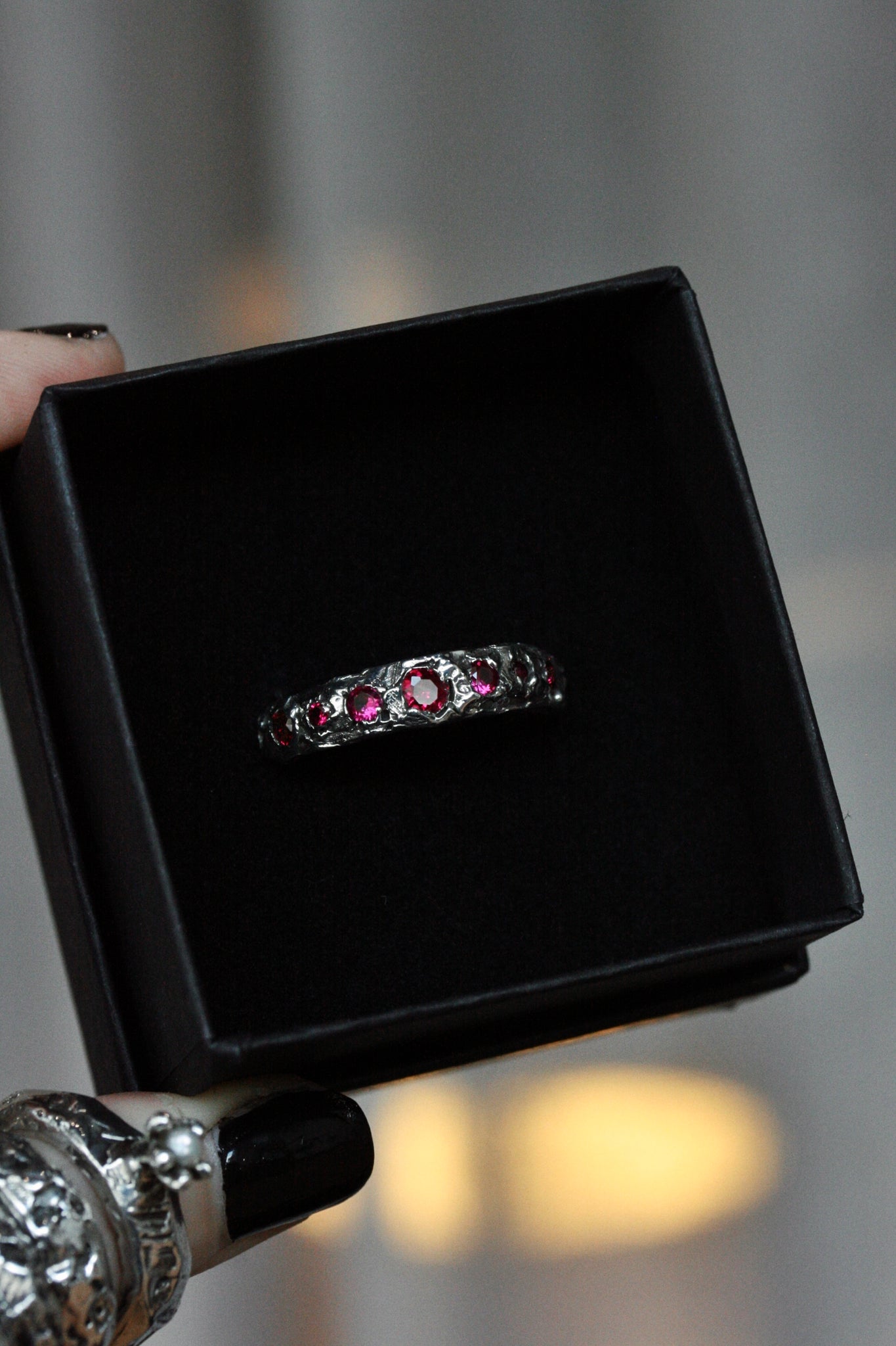 Rosary Ring (Silver + Ruby)